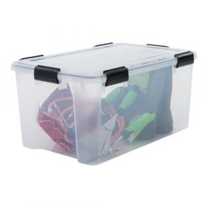 Iris Ohyama Bo&icirc;te plastique, Lot de 2, 18 L, Facile &agrave; transporter - DDMBX-2 - Transparent - L45.5 x P35 x H16.5 cm