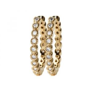 Boucles D'oreilles Cr&eacute;oles - Bijouxia - Microserti Zirconium - Plaqu&eacute; Or 18 Carats - 1,8 Mm - 2,76 G