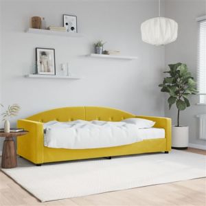 VidaXL Lit de Jour avec Matelas, Canapé-lit, Lit d'Invité, Meuble de Chambre à Coucher Salle de Séjour, Moderne, Jaune 80x200 cm Velours