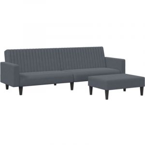 VidaXL Ensemble de canapés 2 pcs gris foncé velours, canapé, siège de canapé, canapé relax, canapé confort, fauteuil de télévision