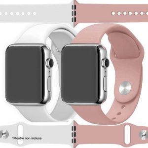 Ibroz Bracelet Apple Watch SoftTouch 44mm blanc + rose