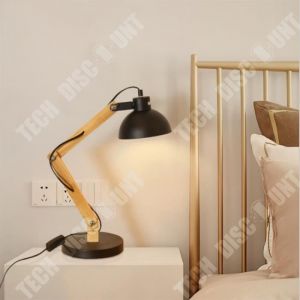 Lampe De Table Tomons Lampes De Lecture En Bois Design Pour Bureau, Table De Chevet, Salon, Ampoule Led Inclus Noir