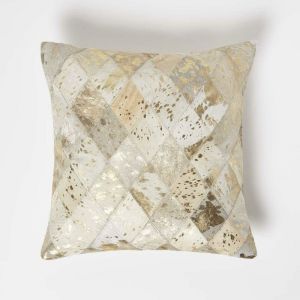 Coussin En Cuir Tacheté Or 45 X 45 Cm