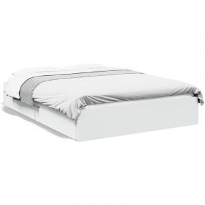 VidaXL Cadre de lit avec tiroirs blanc 140x190cm bois d'ingénierie, lit, lit de rangement, cadre de lit double, lit double