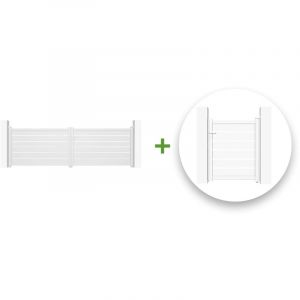 Casanoov - Pack portail battant vogel 400x120cm + Portillon vogel 100x120cm Blanc
