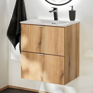 [en.casa] - Meuble sous lavabo avec vasque 50 x 57 x 39 cm chêne newport