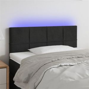 VidaXL Tête de Lit à LED Meuble de Chambre à Coucher Accessoire de Lit Simple Tête de Cadre de Lit Intérieur Noir 90x5x78/88 cm Velours