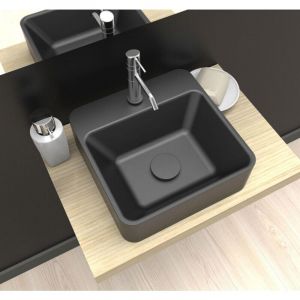 Vasque lave-mains carrée à poser grise smart