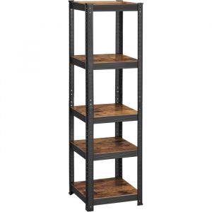 Songmics Étagère de Rangement à 5 Niveaux, 37 x 37 x 150 cm, Capacité 400 kg, Planches Réglables, Style Industriel, pour Cuisine, Salon, Marron Rustique et Noir GLR037B01
