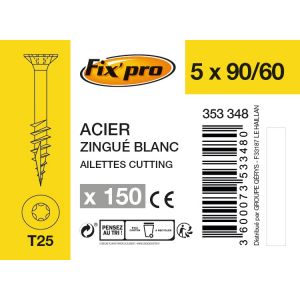 Fix'Pro Vis à bois tête fraisée TX - 5x90/60 - 150pces - Fixpro