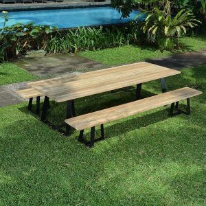 Gecko jardin Banc m&eacute;tal et teck recycl&eacute; 300 cm orsay