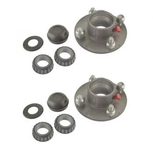 Paire de moyeu de roue en fonte remorque 4" 1" PCD Roulement conique 4 Stud avec les écrous et les