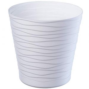 Kadax - Pot de Fleurs en Plastique avec Soucoupe Incorpor&eacute;e, Pot de Plantes avec Conception Raffin&eacute;e pour la D&eacute;coration d'Int&eacute;rieur (21 cm, Blanc)
