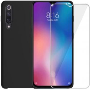 Ibroz Pack Xiaomi Mi 9 Coque Silicone noir + V
