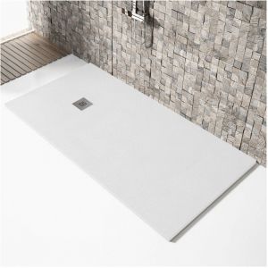 Stano Receveur de douche 70x160cm extra plat MADISON en r&eacute;sine surface ardois&eacute;e blanc - Blanc