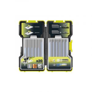 Ryobi Pack Scie sauteuse pendulaire RJS1050-KA5 - 680 w - 105mm - coffret de 20 lames - bois - métal - 75-100mm - RAK20JB