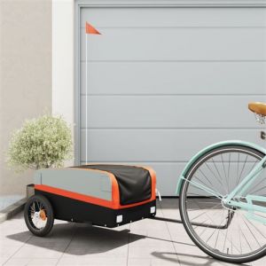VidaXL Remorque de vélo noir et orange 30 kg fer