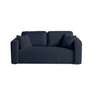 Miro - canap&eacute; droit 2 places - en velours textur&eacute; - Bleu