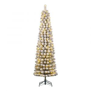 Black Box Trees Charlton Narrow Artificial Christmas Tree with Warm White LED Lights - H260 x Ø63 cm - Green Frosted