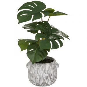 Plante Artificielle en Pot "Monstera" 35cm Vert & Gris Prix
