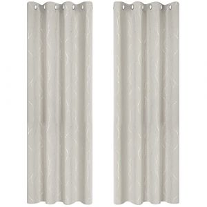 Image de Rideaux Occultants &agrave; illets Isolation Thermique, 2 Pi&egrave;ces, 140x245 cm, Beige - Beige - Deconovo