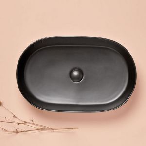 Sanycces Vasque à poser en céramique TRAPANI 60 x 38 cm Noir mat