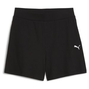 Puma ESS ELEVATED Gerippte 5" Shorts mit hohem Bund, pointure Large - ['Noir'] - Taille Large