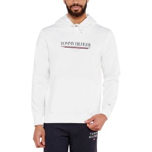 Tommy Hilfiger Sweat &agrave; Capuche Homme Brand Love en Coton, Blanc (White), S