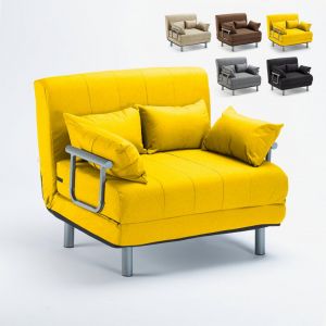 Le Roi du Relax Canap&eacute; lit convertible en tissu Deborah Twin, Couleur: Jaune