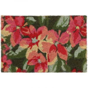 Relaxdays Paillasson coco, tapis de porte motif de fleurs, 40 x 60 cm, r&eacute;sistant aux intemp&eacute;ries, antid&eacute;rapant, color&eacute;