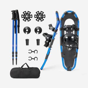 Image de COSTWAY Set de raquettes à neige avec aide à l'escalade, 4 en 1 polyvalent pour enfants et adultes, en aluminium, sac de transport inclus