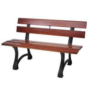 Mendler Banc de Jardin HWC-F96, Banc du Parc, Banquette en Bois, Fonte - 3 Places, 170cm Marron