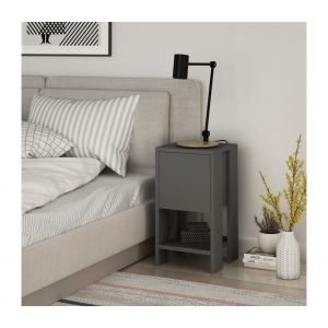 Cotecosy Table de chevet 1 porte Dawson H55cm Bois Anthracite - Gris fonc&eacute;