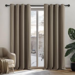 Rideaux Occultants Isolant Thermique avec Oeillet pour Décoration Maison Chambre, 2 Pièces, Petite Taille, 107x160 cm, Taupe - Taupe - Deconovo