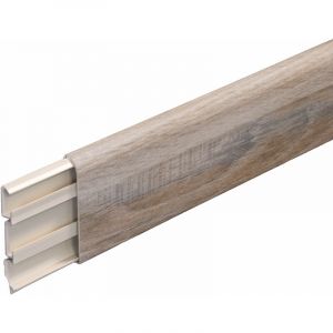 Mon Marché Déco - Plinthe Passe-Câble pvc 80 mm - Chêne Naturel - 1 m - Décor