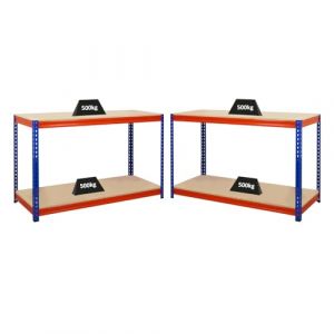 Mega Deal 2x etabli strong beast HxLxP 90x150x60cm Charge du compartiment 500kg Bleu-Orange - Blau-Orange