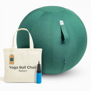Backerz Sitting Ball Linen 65 CM - Ballon d'assise avec housse - Tabouret d'équilibre - Ballon de yoga de luxe - Ballon ergonomique pour chaise de bureau - Vert