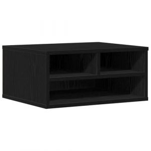 VidaXL Support d'imprimante avec stockage Ch&ecirc;ne noir 49 x 40 x 22,5 cm, Meuble de bureau moderne, support d'imprimante en bois, gain de place, organiseur de bureau compact