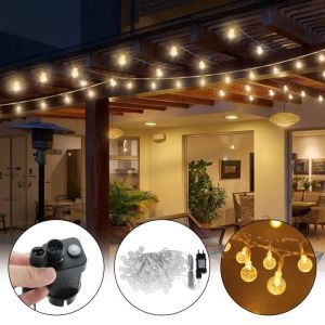 Image de Yuenfong 20m 160 Led Guirlande Lumineuse Ext&eacute;rieur/Int&eacute;rieure D&eacute;coration Pour No&euml;l, Halloween, Avec 8 Modes, Blanc Froid, Ip44