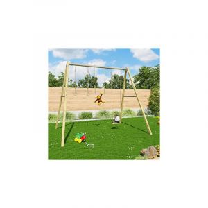 Trigano Balançoire en bois poutre métal 3 m Adulte skyler - 3 personnes