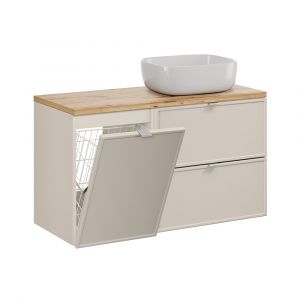 Meuble simple vasque 100cm panier à linge Alba Cachemire
