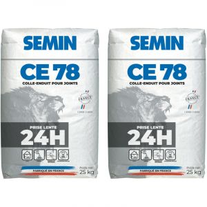Semin - Enduit pour Joints de Plaques de Pl&acirc;tre ce 78 Lent - Temps de Prise 24 Heures - Sac de 25 kg (Lot de 2)