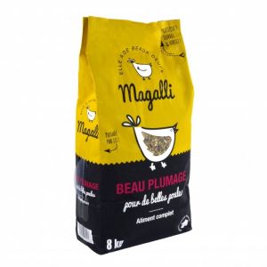 Magalli Aliment complet beau plumage pour volaille en sac jaune de 8 kg