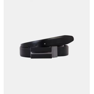 Galeries Lafayette Ceinture fine Jiva r&eacute;versible cuir plaque Noir - Couleur Noir - Taille L