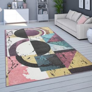 Paco Home - Tapis Pour Salon, Poils Ras Couleurs Pastel, Design Abstrait, Color&eacute; 240x320 cm