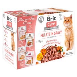 Brit Care 12x85g Cat, filets en sauce, paquet mixte, 4 saveurs, nourriture humide pour chats