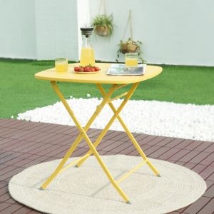 [en.casa] - Table de jardin pliante Sande 71 x 70 x 70 cm jaune