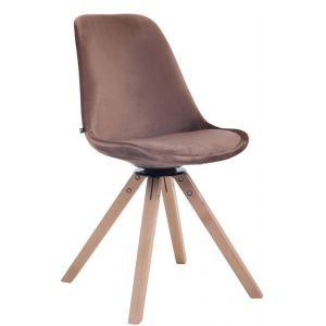 CLP Chaise visiteur Troyes en velours avec piétement Carré marron Nature