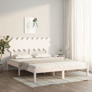 VidaXL Cadre de lit Blanc 160x200 cm Bois massif 3104879