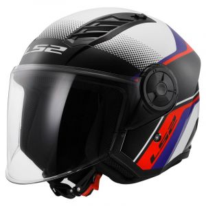Ls2 Casque Moto Jet Airflow II Rush White Blue Red, L